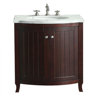 Eviva Odessa Zinx+ 30″ Dark Teak Bathroom Vanity w/ White Carrara Top Bathroom Vanity Eviva